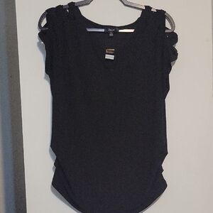 AUW Black Women's Cold Shoukder Top